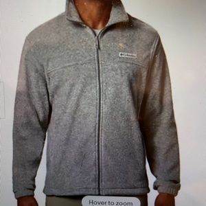 Columbia mens grey S zip up fleece jacket euc